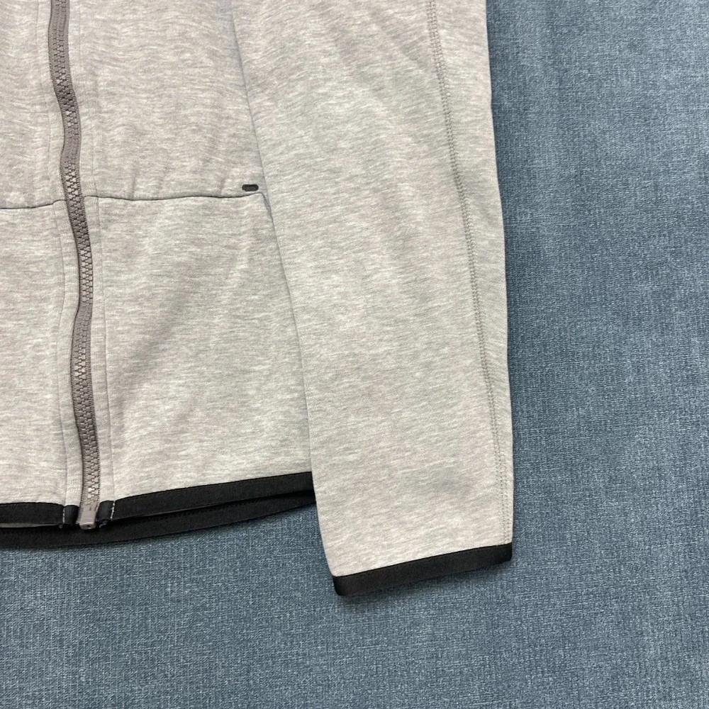 Nike Hoodie Mens Medium Gray Swoosh Logo Full Zip Raglan Sleeve Performance